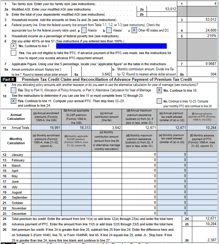 Self Employed Health Insurance Deduction Premium Tax Credit Pub 974 